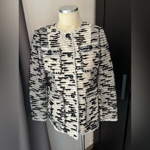 Rebecca Taylor Black and White Textured Blazer